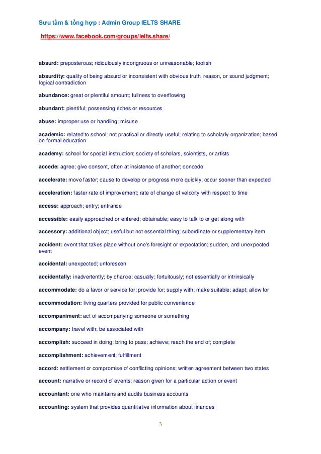 Ielts Vocabulary List Pdf
